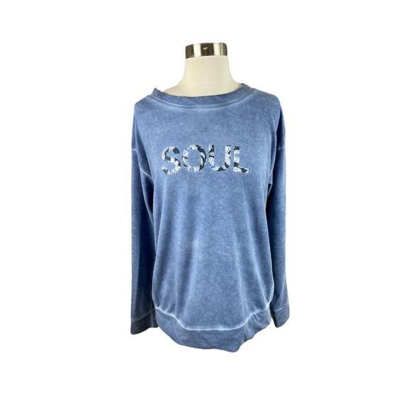 SoulCycle M Blue Long-Sleeved Soft Knit Soul Sweatshirt - Picture 1 of 4